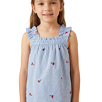 Girls Cherry Ruffle Strap Tank