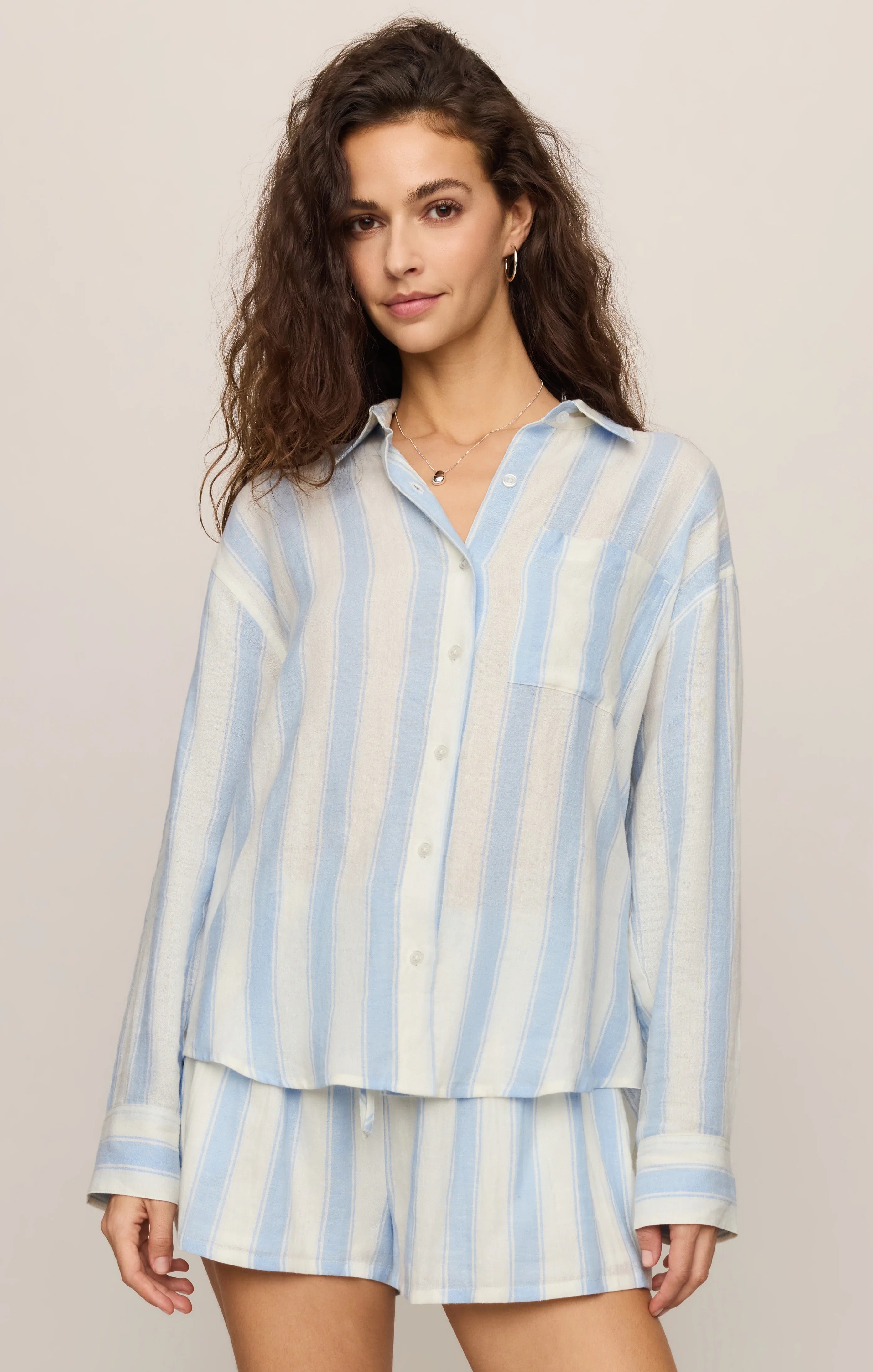 The Perfect Striped Button Up - Skyline